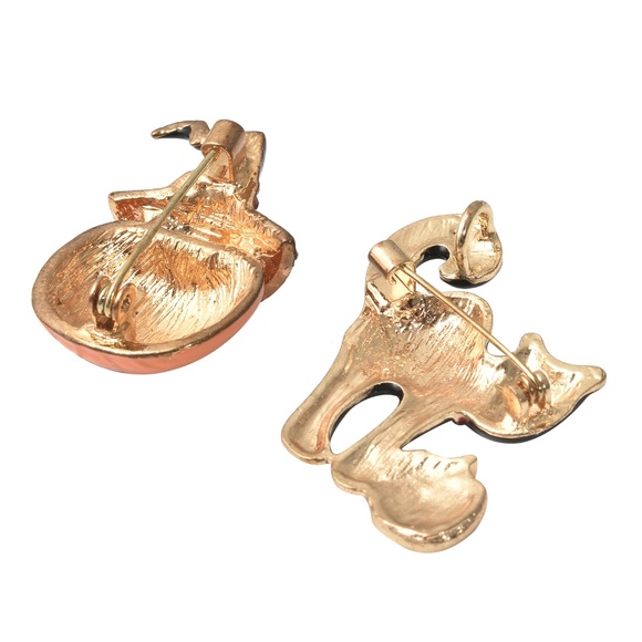 Halloween Pumpkin Or Black Cat Brooch Pin Austrian Crystal Enameled  New Choice - Picture 3 of 10